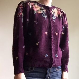 Floral embroidered cardigan sweater